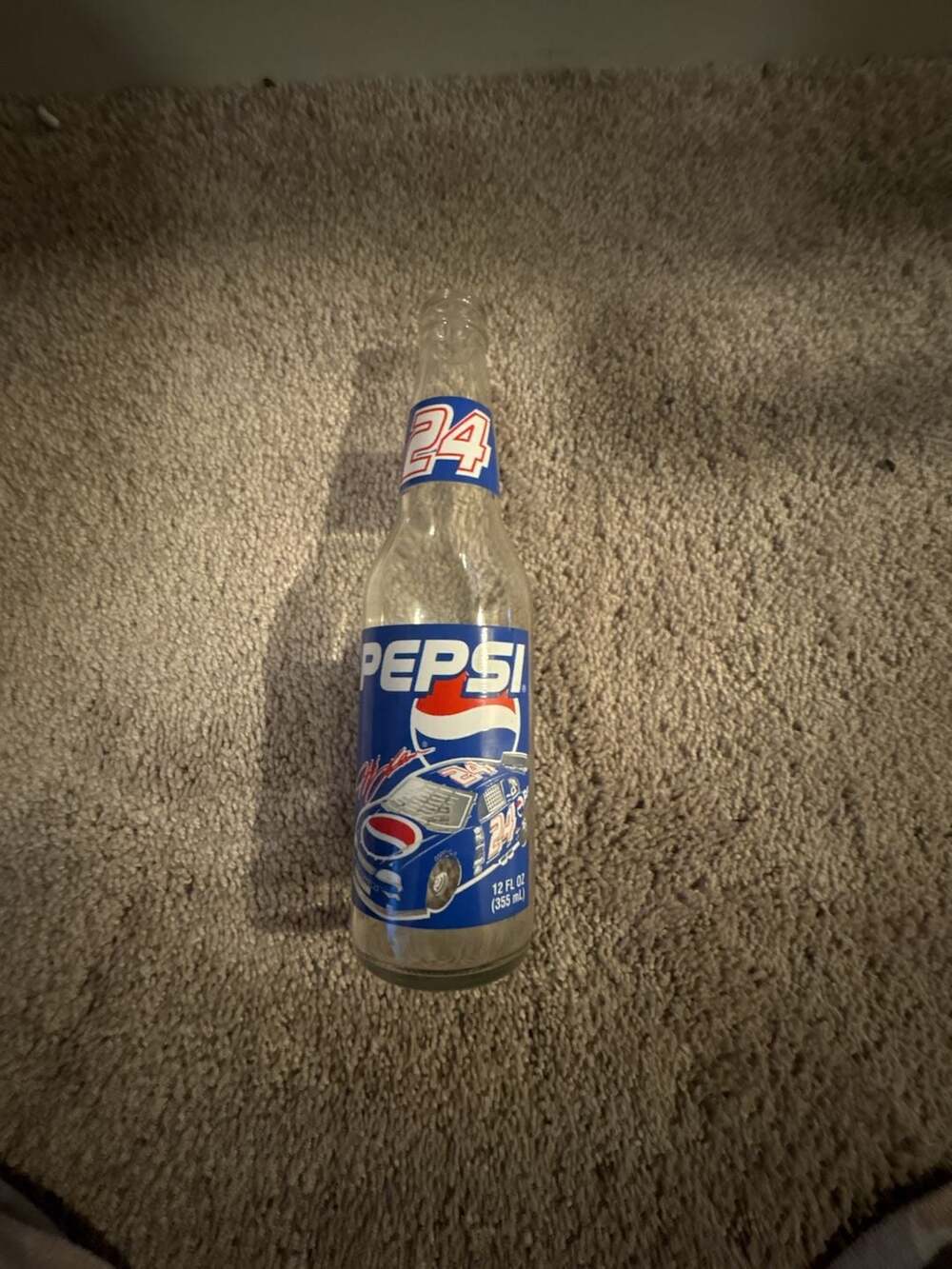 Vintage Pepsi Racing NASCAR #24 Jeff Gordon 12 oz Empty Glass Bottle